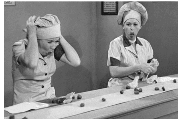 Lucy and Ethel in the chocolate factory